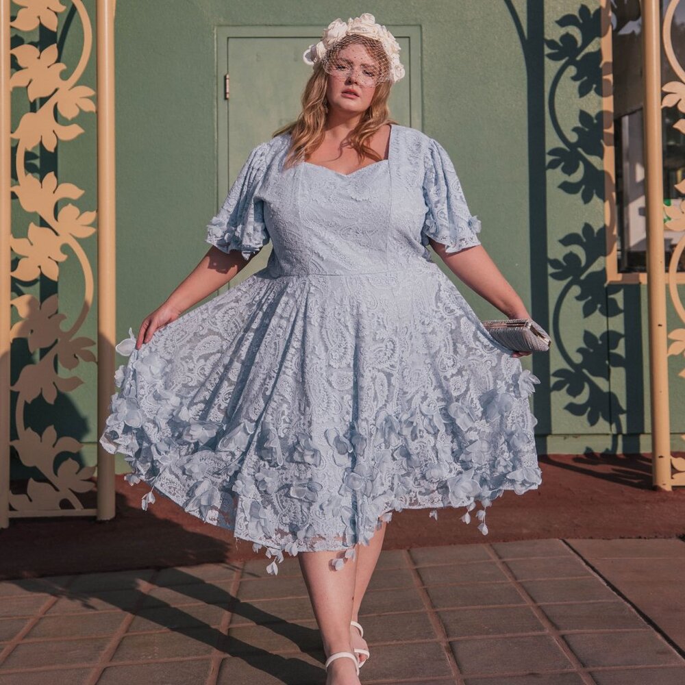 JessaKae Paisley 4X 5X 6X Blue Lace Princess Dress Sweetheart Flutter Sleeve